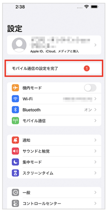 iOS 設定メニュー